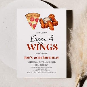 Pizza und Wings Chicken Wings Geburtstagsparty Einladung