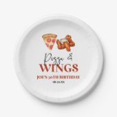 Pizza- und Wings-Geburtstagsfeier Pappteller (Vorderseite)
