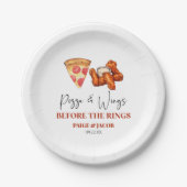 Pizza und Wings vor dem Probedinner der Wings Pappteller (Vorderseite)