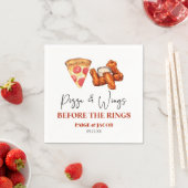 Pizza und Wings vor dem Probedinner der Wings Serviette (Beispiel)