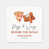 Pizza und Wings vor dem Probedinner der Wings Serviette (Vorderseite)