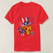 Pizza Us American Flag Red White Blue Hat Firecrac T-Shirt (Design vorne)