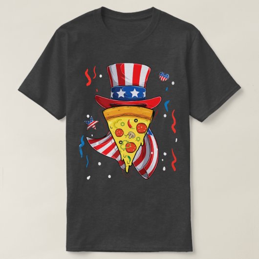 Pizza us Flag Hat 4. Juli Jungs Mädchen Kinder Ess T-Shirt (Design vorne)