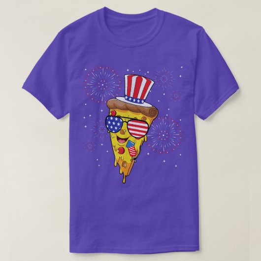 Pizza Us Flag Hat Firecracker 4. Juli Food Pat T-Shirt (Design vorne)