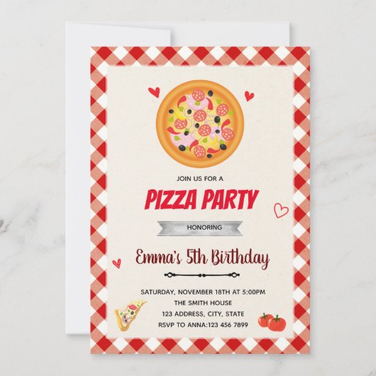 Pizza valentine Party Einladung (Vorderseite)