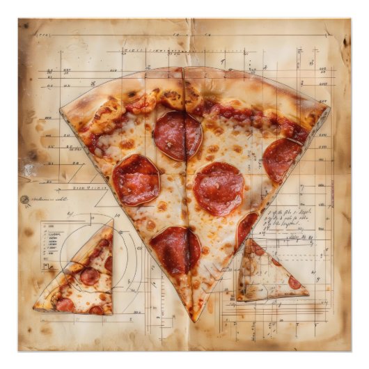 Pizza Vintag Blueprint Fotodruck (Vorne)