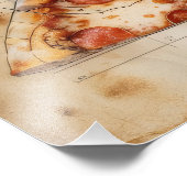 Pizza Vintag Blueprint Fotodruck (Ecke)
