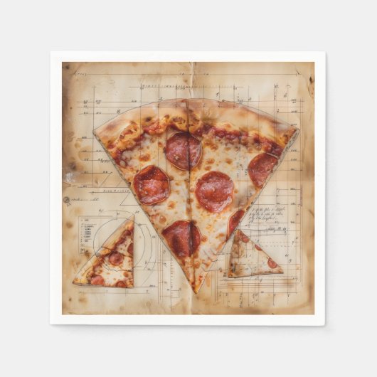 Pizza Vintag Blueprint Serviette (Vorderseite)