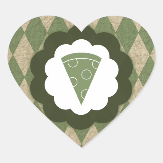 Pizza Vintag Herz-Aufkleber (Vorderseite)