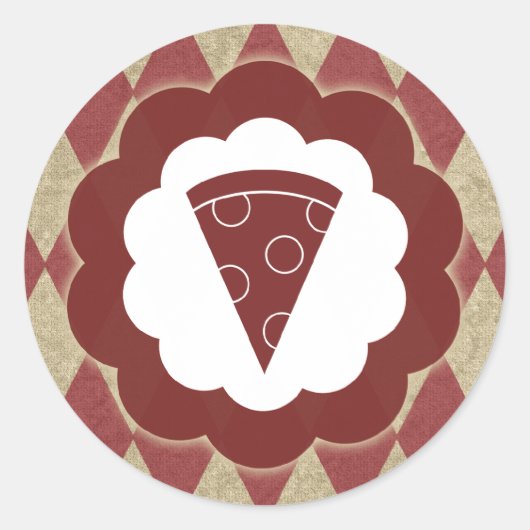 Pizza Vintag Runder Aufkleber (Vorderseite)