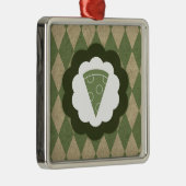 Pizza Vintag Silbernes Ornament (Rechts)