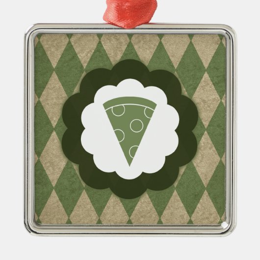 Pizza Vintag Silbernes Ornament (Vorne)