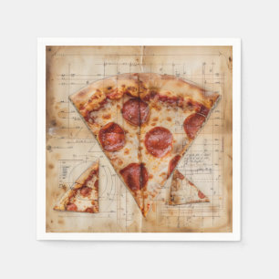 Pizza Vintage Blueprint Serviette