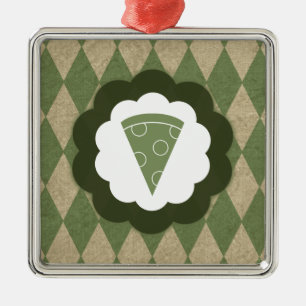 Pizza Vintage Silbernes Ornament