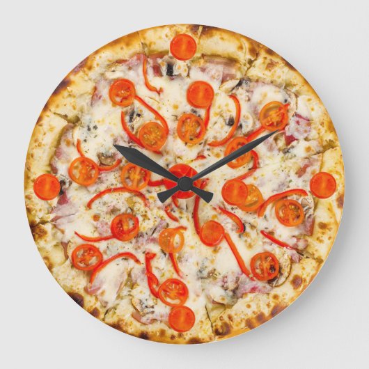 Pizza Wall Clock Große Wanduhr (Vorderseite)