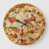 Pizza Wall Clock Große Wanduhr (Vorderseite)
