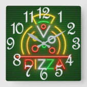 Pizza Wall Clock Quadratische Wanduhr (Vorderseite)