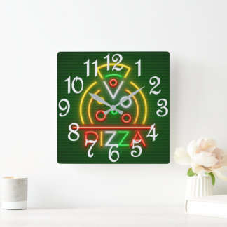 Pizza Wall Clock Quadratische Wanduhr
