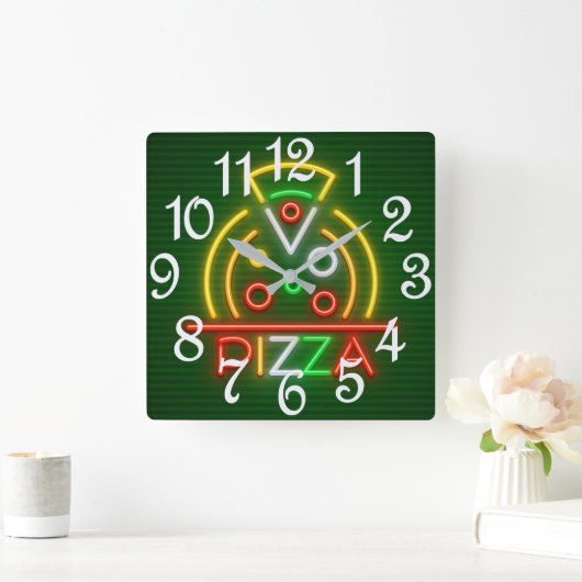 Pizza Wall Clock Quadratische Wanduhr (Zuhause)