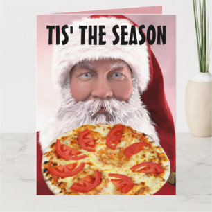 PIZZA WEIHNACHTEN SANTA GROSSE GRUßKARTEN KARTE