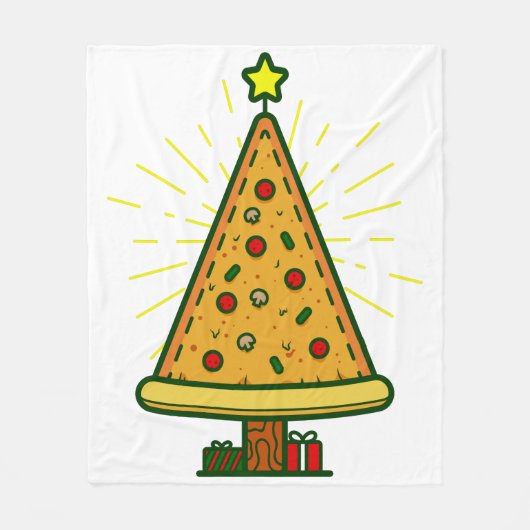 Pizza-Weihnachtsbaum Fleecedecke (Vorderseite)