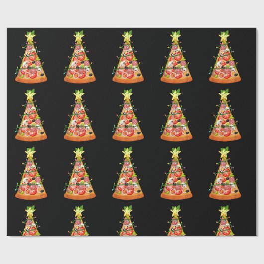Pizza Weihnachtsbaum Funny Pizza Slice Lights Xmas Geschenkpapier (Flach)