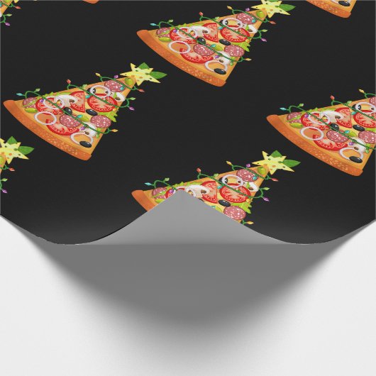 Pizza Weihnachtsbaum Funny Pizza Slice Lights Xmas Geschenkpapier (Ecke)