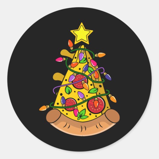 Pizza Weihnachtsbaum Geschenk, Funny Pizza Kostüme Runder Aufkleber (Vorderseite)