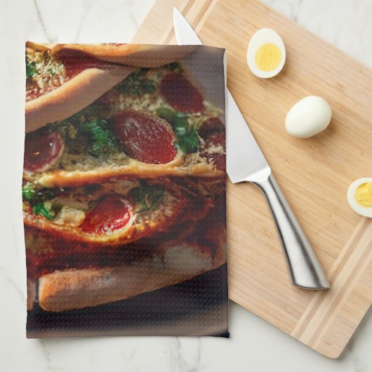 Pizza Weihnachtsbaum Geschirrtuch (Viertel Falte)