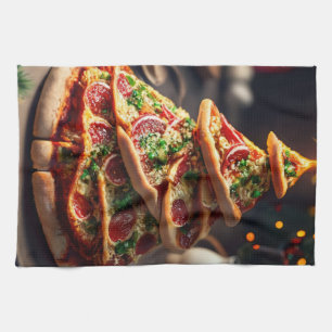 Pizza Weihnachtsbaum Geschirrtuch