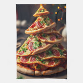Pizza Weihnachtsbaum Geschirrtuch (Vertikal)