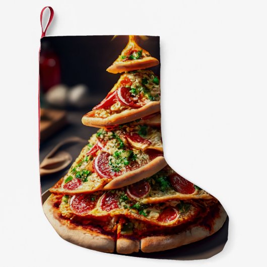 Pizza Weihnachtsbaum Kleiner Weihnachtsstrumpf (Vorderseite)