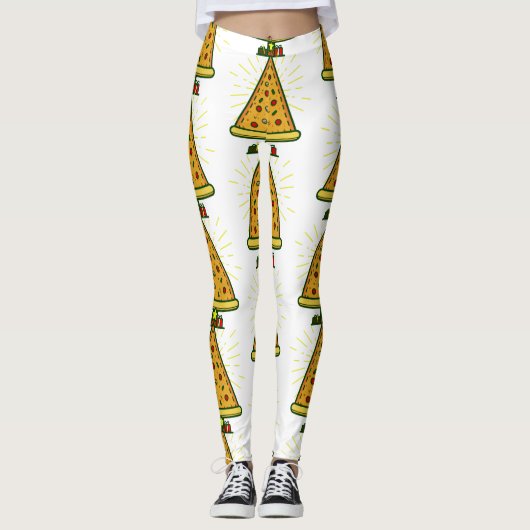 Pizza-Weihnachtsbaum Leggings (Vorderseite)