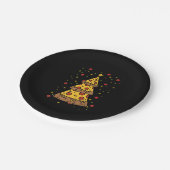 Pizza Weihnachtsbaum Lichter Weihnachtsmänner Pappteller (Schrägansicht)