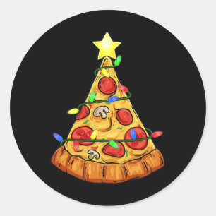 Pizza Weihnachtsbaum Lights Fun Boys Kinder Weihna Runder Aufkleber