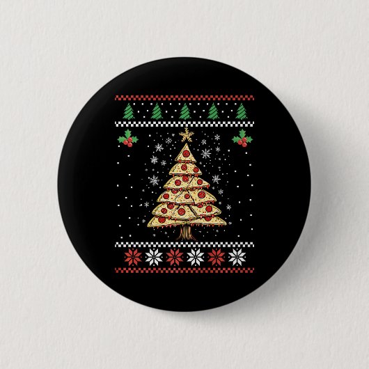 Pizza Weihnachtsbaum Ugly Christmas Sweater Xmas F Button (Vorderseite)