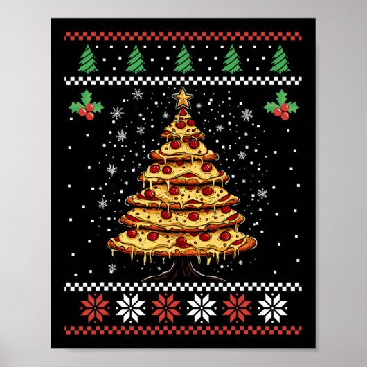 Pizza Weihnachtsbaum Ugly Christmas Sweater Xmas F Poster (Vorne)