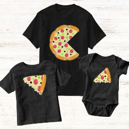 Pizza Weniger zwei Scheiben Vatertag Männer schwar T-Shirt