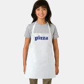 Pizza White Blue Moderne Typografie solide lustig Schürze (Insitu)