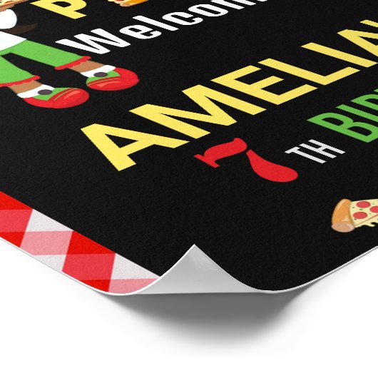 Pizza Willkommensschild Party Kleines Koch Mädchen Poster (Ecke)