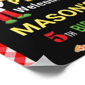 Pizza Willkommensschild Party Rot und Grün Pizza P Poster (Ecke)