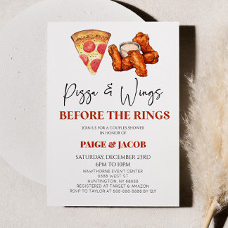 Pizza & Wings Before Rings Wedding Couples Dusche Einladung