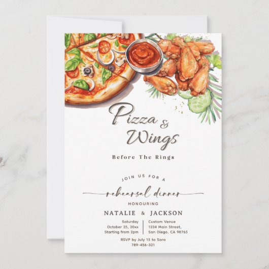 Pizza & Wings vor dem Rings Probe Dinner Einladung (Vorderseite)