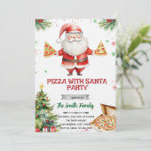 Pizza With Santa party Invitation Einladung (Stehend Vorderseite)