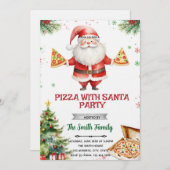 Pizza With Santa party Invitation Einladung (Vorne/Hinten)