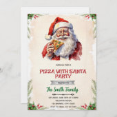 Pizza with Santa party invitation Einladung (Vorne/Hinten)