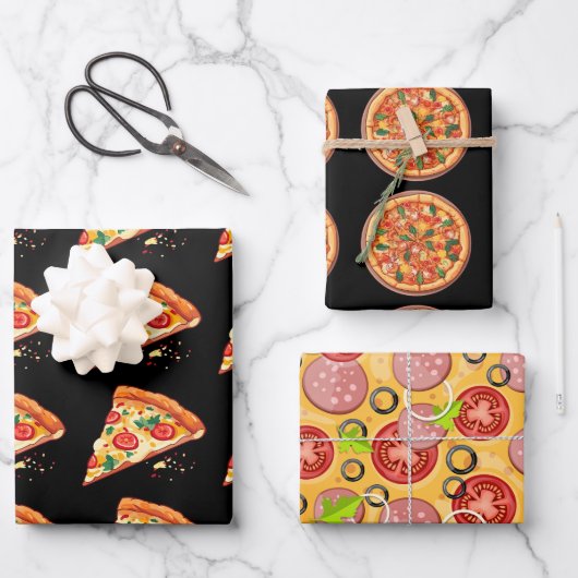Pizza Wrapping Paper | 3 Blätter | 3 Designs schwa (Vorderseite)