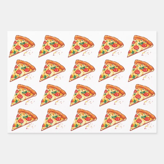 Pizza Wrapping Paper | 3 Blätter | 3 Designs weiß (Vorderseite)