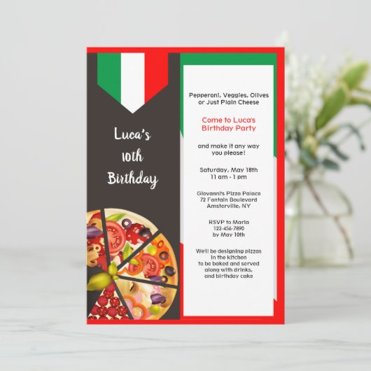 Pizza Your Way Einladung (Stehend Vorderseite)