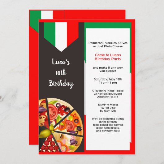 Pizza Your Way Einladung (Vorne/Hinten)